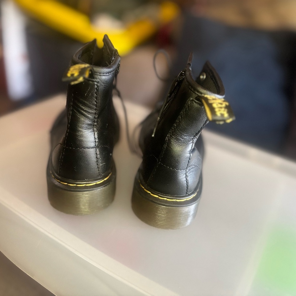 Black Leather Lace-Up Boots - Picture 8 of 11